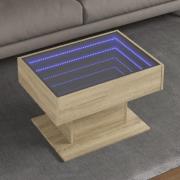 vidaXL Soffbord med LEDs sonoma-ek 70x50x45 cm konstruerat trä