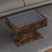 vidaXL Soffbord med LEDs rökfärgad ek 70x50x45 cm konstruerat trä