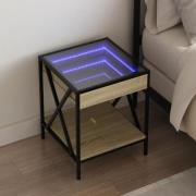 vidaXL Sängbord med Infinity LEDs sonoma-ek 40x40x49 cm