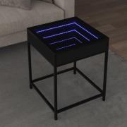 vidaXL Soffbord med Infinity LEDs svart 40x40x51 cm