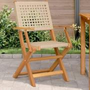 vidaXL Trädgårdsstolar 2 st beige massivt trä akacia och konstrotting