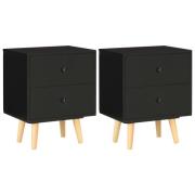 vidaXL Sängbord 2 st svart 40x30x50 cm massiv furu