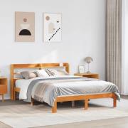 vidaXL Sängram utan madrass vaxbrun 120x200 cm massiv furu