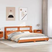 vidaXL Sängram utan madrass vaxbrun 200x200 cm massiv furu