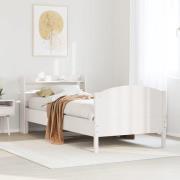 vidaXL Sängram utan madrass vit 90x200 cm massiv furu