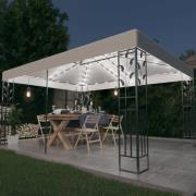 vidaXL Paviljong med dubbeltak och ljusslinga LED 3x4 m vit
