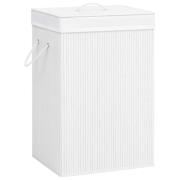 vidaXL Tvättkorg bambu med 2 sektioner vit 72 L