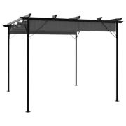 vidaXL Pergola med infällbart tak antracit 3x3 m stål 180 g/m²