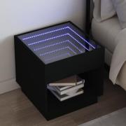 vidaXL Sängbord med Infinity LEDs svart 50x50x50 cm