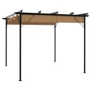 vidaXL Pergola med infällbart tak taupe 3x3 m stål 180 g/m²