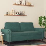 vidaXL Soffa 2-sits mörkgrön 140 cm sammet