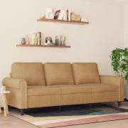 vidaXL 3-sitssoffa brun 180 cm sammet