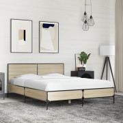 vidaXL Sängram sonoma-ek 140x200 cm konstruerad trä och metall