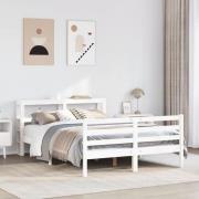 vidaXL Sängram utan madrass vit 120x200 cm massiv furu