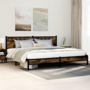 vidaXL Sängram utan madrass metall rökfärgad ek 193x203 cm