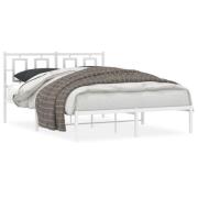 vidaXL Sängram med huvudgavel metall vit 140x200 cm