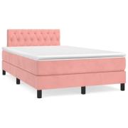 vidaXL Ramsäng med madrass & LED rosa 120x190 cm sammet