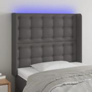 vidaXL Sänggavel LED grå 83x16x118/128 cm konstläder