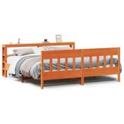 vidaXL Sängram utan madrass vaxbrun 180x200 cm massiv furu