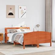 vidaXL Sängram utan madrass vaxbrun 135x190 cm massiv furu