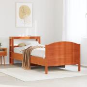 vidaXL Sängram utan madrass vaxad brun 90x190 cm massiv furu