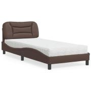 vidaXL Bed with Mattress "Hvar" Brown 90x190 cm Faux Leather