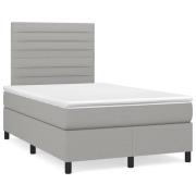 vidaXL Ramsäng med madrass & LED ljusgrå 120x190 cm tyg