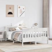 vidaXL Sängram utan madrass vit 135x190 cm massiv furu