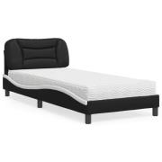 vidaXL Säng med madrass svart och vit 90x200 cm konstläder
