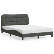 vidaXL Säng med madrass mörkgrå 140x190 cm tyg