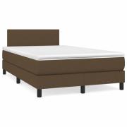 vidaXL Ramsäng med madrass & LED mörkbrun 120x190 cm tyg