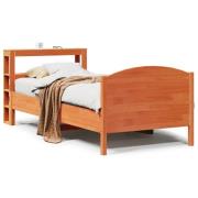 vidaXL Sängram utan madrass vaxbrun 75x190 cm massiv furu