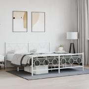 vidaXL Sängram med huvudgavel och fotgavel vit metall 183x213 cm