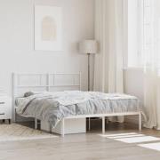 vidaXL Sängram med huvudgavel metall vit 140x200 cm