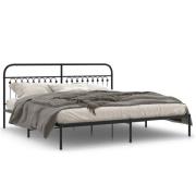 vidaXL Sängram med huvudgavel metall svart 200x200 cm