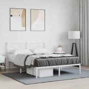 vidaXL Sängram med huvudgavel metall vit 135x190 cm
