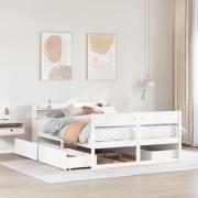 vidaXL Sängram utan madrass vit 140x190 cm massiv furu