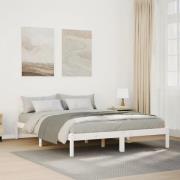 vidaXL Sängram utan madrass extra lång vit 140x220 cm massiv furu