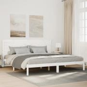 vidaXL Sängram utan madrass extra lång vit 140x210 cm massivt trä