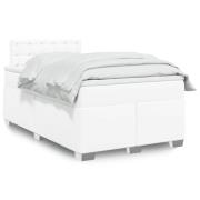 vidaXL Ramsäng med madrass vit 120x190 cm konstläder