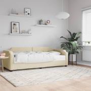 vidaXL Dagbädd med madrass beige 90x200 cm tyg