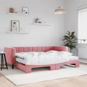 vidaXL Dagbädd med madrasser utdragbar rosa 80x200 cm sammet