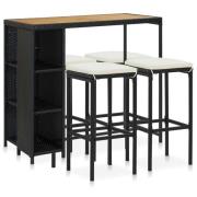 vidaXL Bargrupp för trädgården med dynor 5 delar konstrotting svart