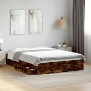 vidaXL Sängram med lådor rökfärgad ek 140x200 cm konstruerad trä