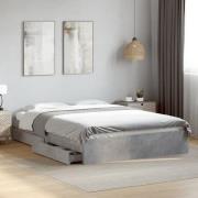 vidaXL Sängram med lådor betonggrå 150x200 cm konstruerat trä