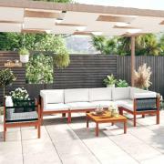 vidaXL 7-delat trädgårdsset med kuddar krämfärgad 63x63 cm