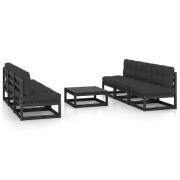 vidaXL Loungegrupp med dynor 7 delar massiv furu
