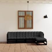 vidaXL Loungegrupp med dynor 5 delar massiv furu
