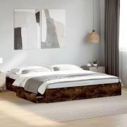 vidaXL Sängram med lådor rökfärgad ek 200x200 cm konstruerad trä