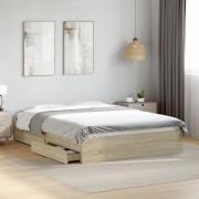 vidaXL Sängram med lådor sonoma-ek 140x200 cm konstruerat trä